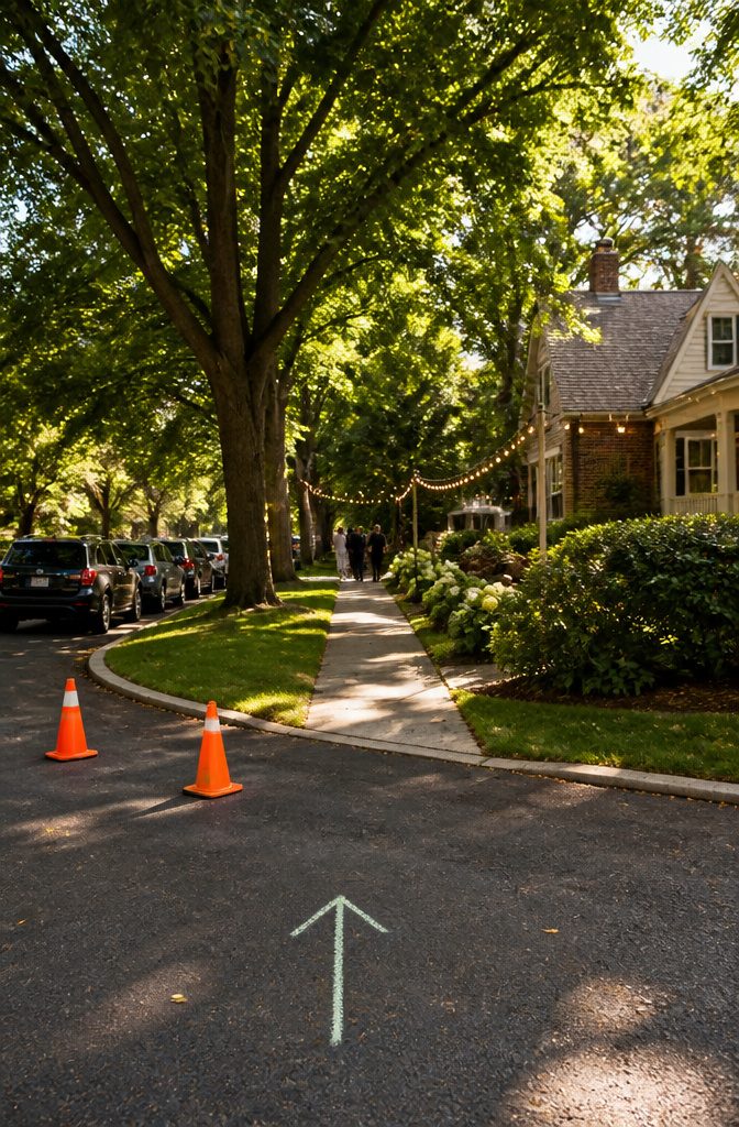Backyard Wedding Checklist: A Stage-by-Stage Planning Guide 3 A driveway filled with cars, indicating parking arrangements.