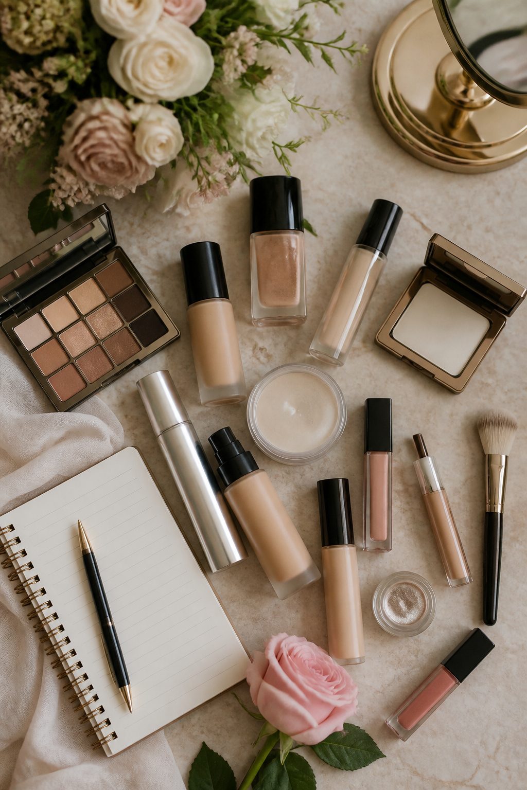 Bridal Wedding Makeup: A Step-by-Step Guide for 2026 11 Displayed makeup products, including foundations and concealers for bridal use.