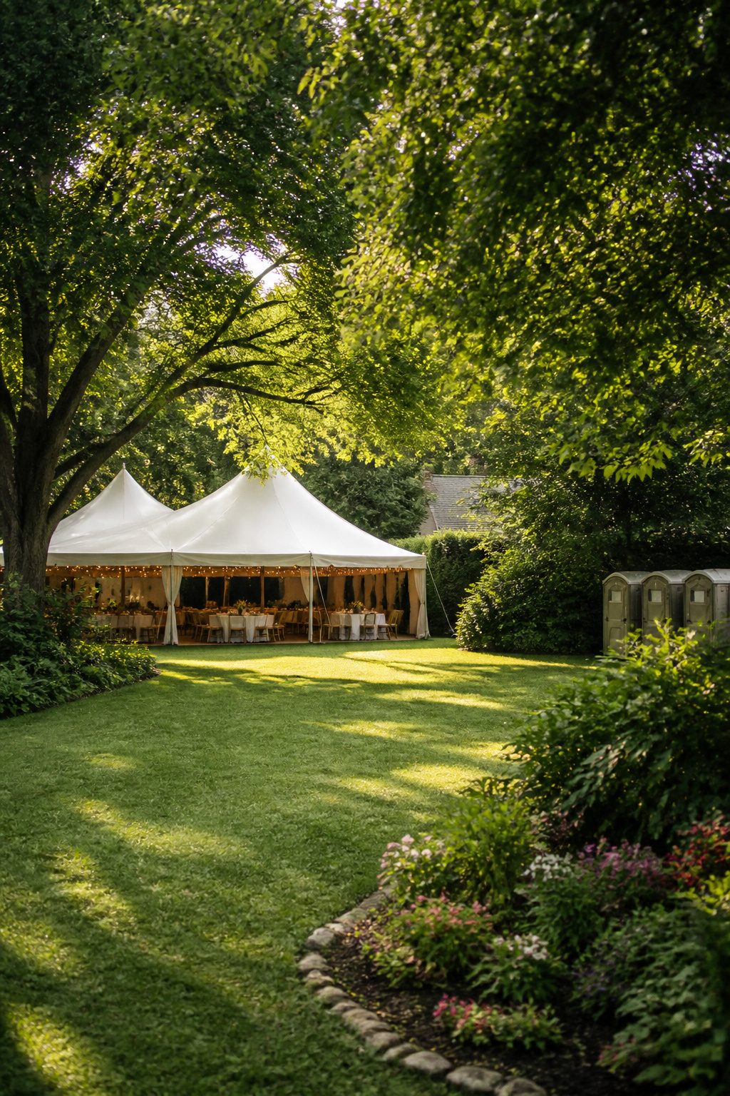 Image depicting a backyard setting for a wedding ceremony.