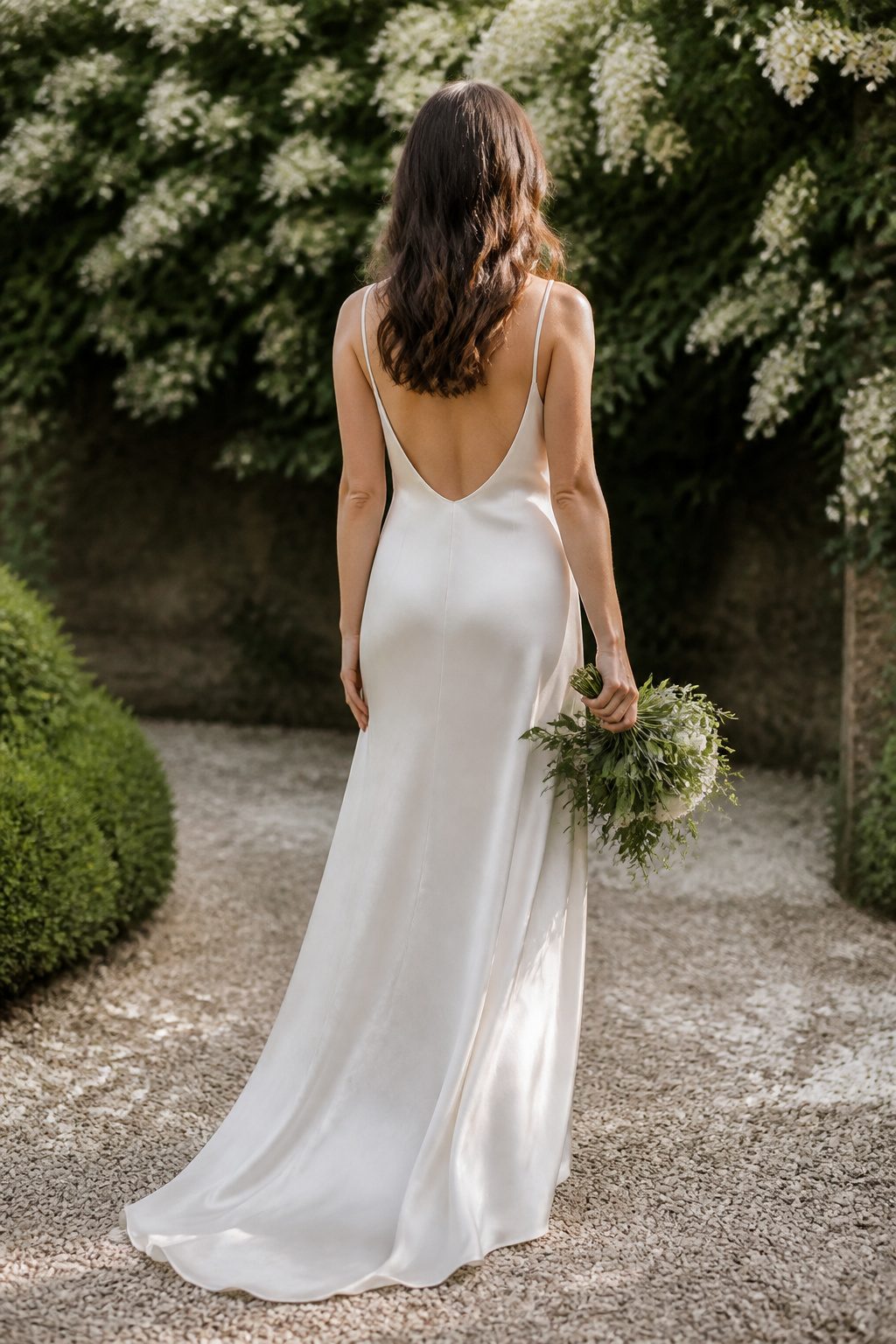 A simple silk satin slip dress displayed elegantly.