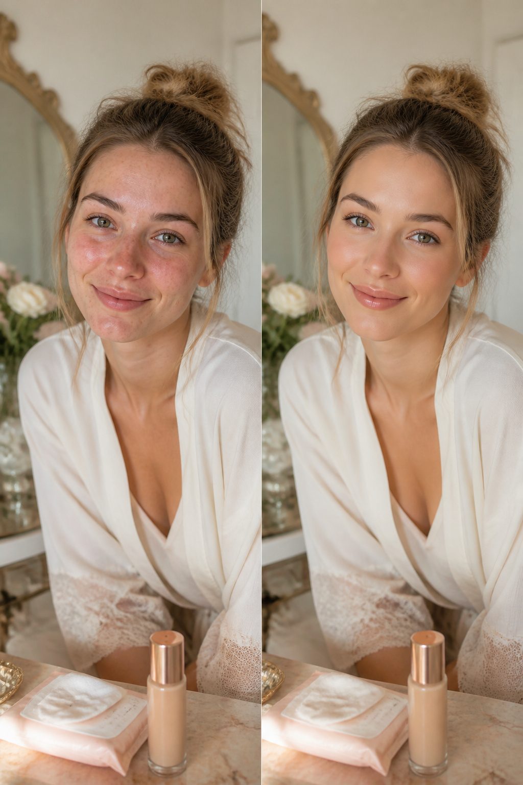 How to Do Very Light Makeup Looks: 11 Steps for a Fresh Face 3 Model applying tinted moisturizer on her skin.