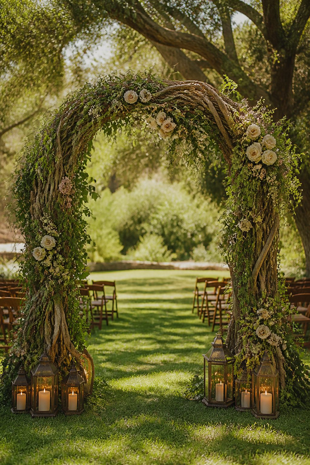 9 Wedding Ceremony Decoration Ideas: From Arch to Exit 1 Floral arch decorated with greenery and flowers for a wedding.