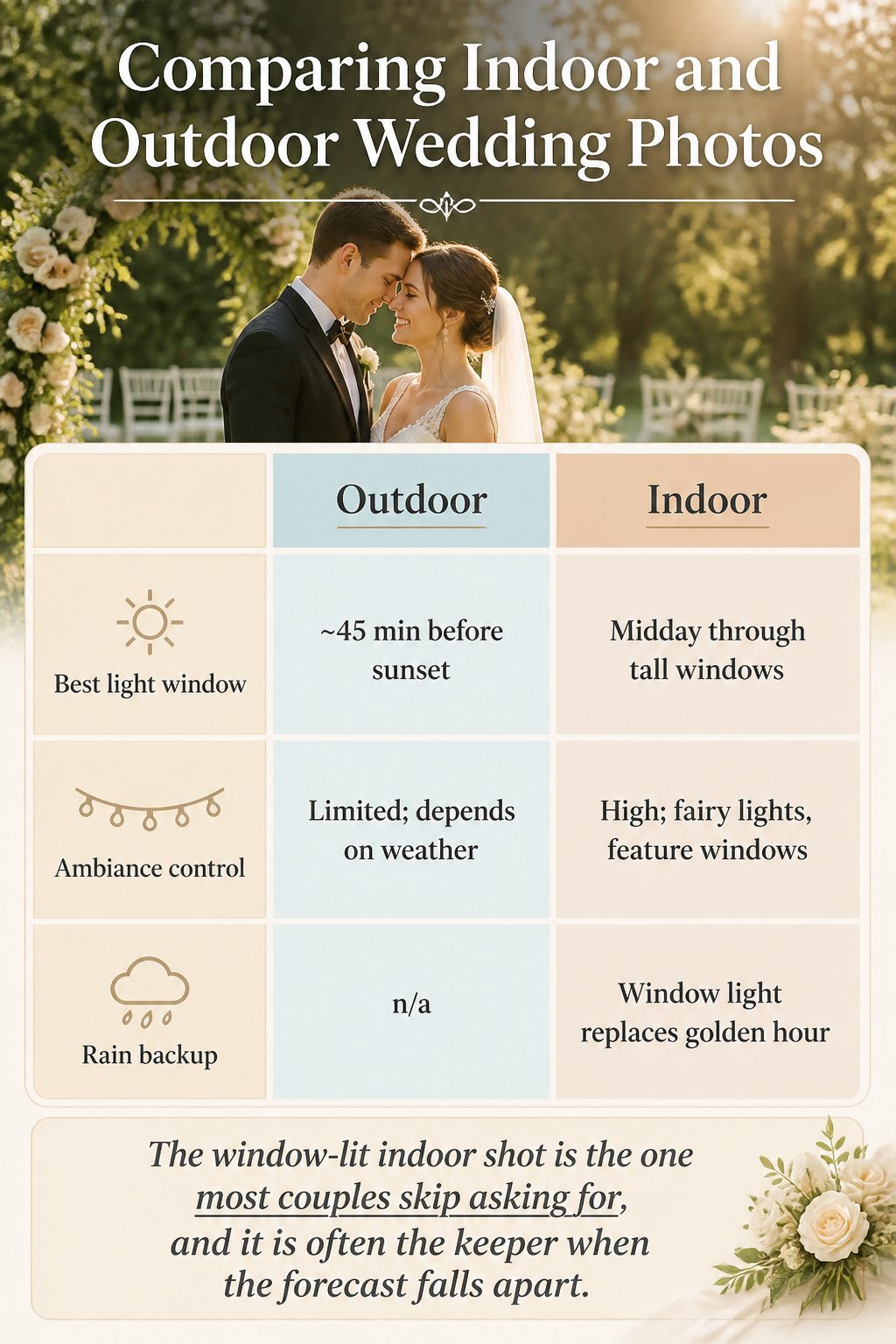 Wedding Couple Photos: Ideas, Planning & Timing in 2026 8 A couple posing indoors with soft light from windows.