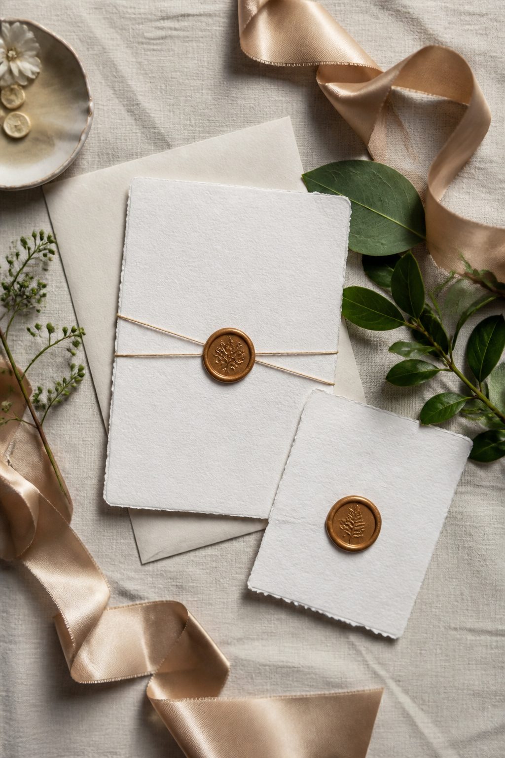20 Wedding Photos Ideas for 2026 1 Flat-lay of wedding stationery with save-the-dates and invitations.