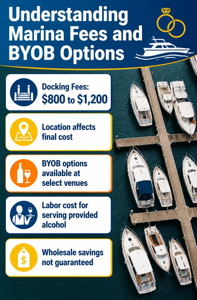 An informational graphic about marina fees and BYOB options.